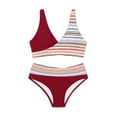 thumbnail image 4 of Women's Printed Bikini Sets Two Piece Swimsuit V Neck High Waisted Push Up Tummy Control Bathing Suit, 4 of 4