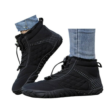 

Mepaouo Hike Boots Barefoot Shoes Mens Womens Winter Wide Toe Snow Booties Fleece Lined Ankle Boots