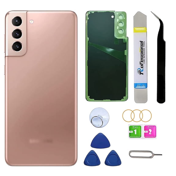 Rear Back Glass Replacement for Samsung Galaxy S21 Plus 6.7 inches with Reparing Toolkit and Pre-Installed Adhesive (Gold)