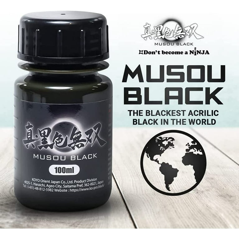  MUSOU BLACK, World Blackest Acrylic Paint, 100ml x 2 Pack, 3.38  Fl Oz (Pack of 2) : Arts, Crafts & Sewing