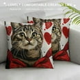 thumbnail image 3 of Shangniulu Valentines Day Pillow Cover Cat Hearts Decor Holiday Farmhouse Pillow Case Gifts Decoration for Home Sofa (Red) White, 3 of 5