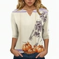 thumbnail image 2 of Godom Pumpkin Shirts for Women Fall Season T-Shirt Halloween Autumn V Neck Tee Tops, 2 of 6
