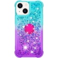 thumbnail image 2 of Cute Clear Case for iPhone 14 Plus with Ring Kickstand, Bling Gradient Quicksand Glitter Flowing Liquid Floating Case Cover for iPhone 14 Plus JB Bluish Violet, 2 of 14