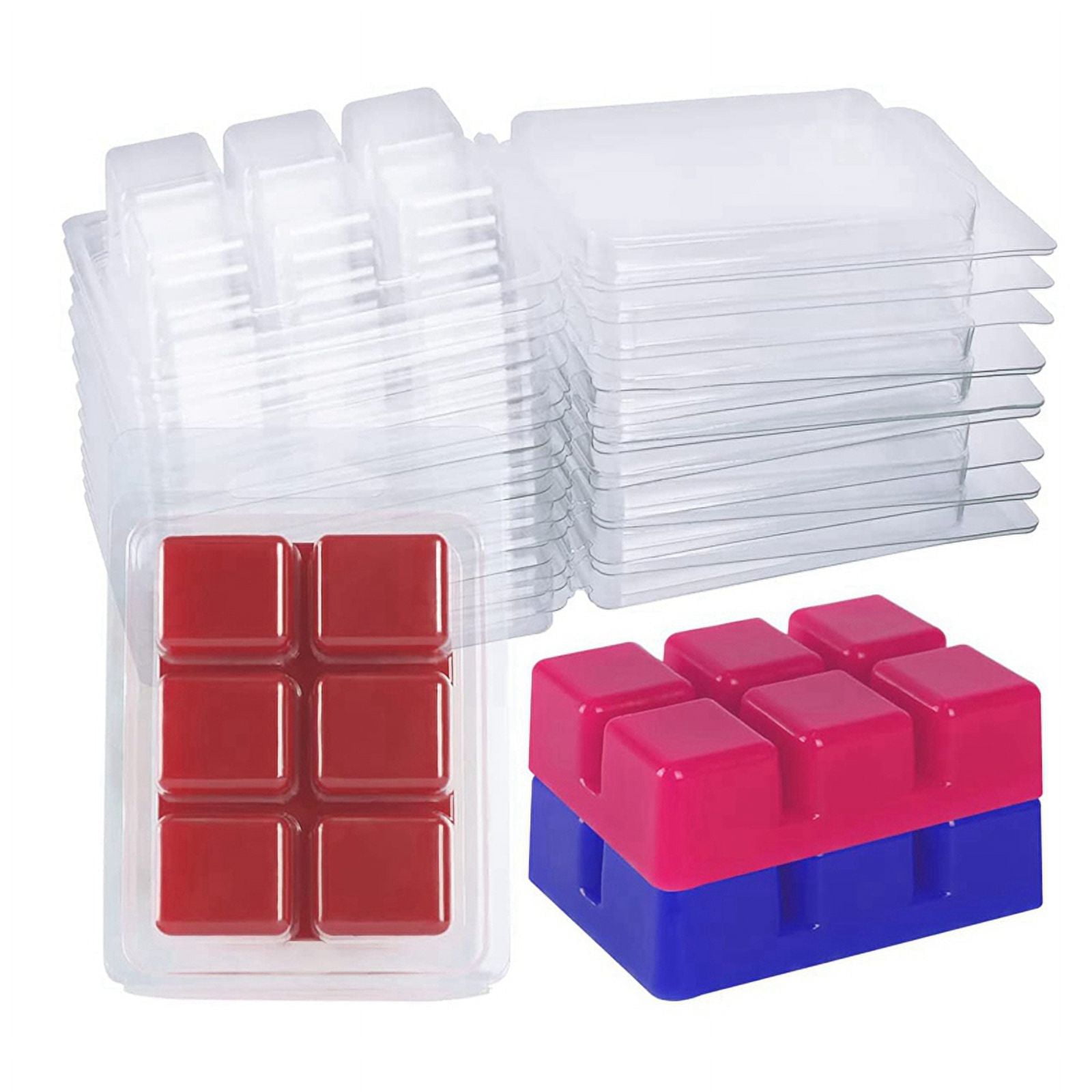 200 Packs Wax Melt Clamshells , Clear Empty Plastic Square Tray for Wax Tarts Candles