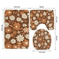 thumbnail image 3 of Brown Daisy Flower Floral Pattern Bathroom Rugs Sets 3 Piece,Toilet Cover Set,Absorbent Non Slip Bathroom Mats Sets with U-Shaped Contour Rug Toilet Rug Set, 3 of 5