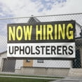 thumbnail image 2 of Now Hiring Upholsterers 13 oz Heavy Duty Vinyl Banner Upholsterer Jobs Available Upholsterer Help Wanted Sign for Business Indoor/Outdoor Single-Sided with Metal Grommets (4x6 ft, Bk & Wh & Ye), 2 of 6