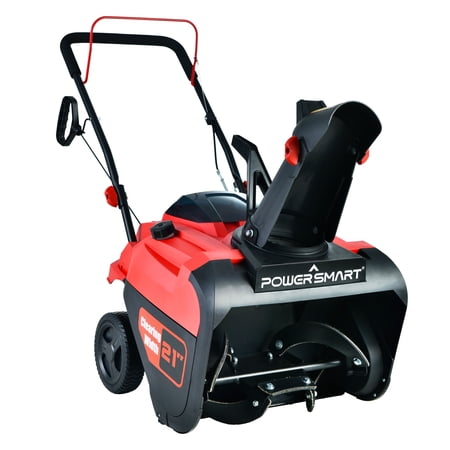 PowerSmart Gas Powered Snow Blower, 21-Inch Snow Blower with 212cc Engine and 4 Blade, Snow Blower Gas Powered with Rubber Auger, 180 Degrees Chute Rotation for Patio Sidewalk Driveway, Black/Red