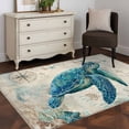 thumbnail image 4 of Teal Sea Turtle Coastal Kitchen Runner Rug 2.7x5 Washable Runners for Hallway Non Slip Vintage Summer Beach Nautical Large Area Rug Indoor Floor Carpet for Bathroom Laundry Entryway Bedroom, 4 of 8