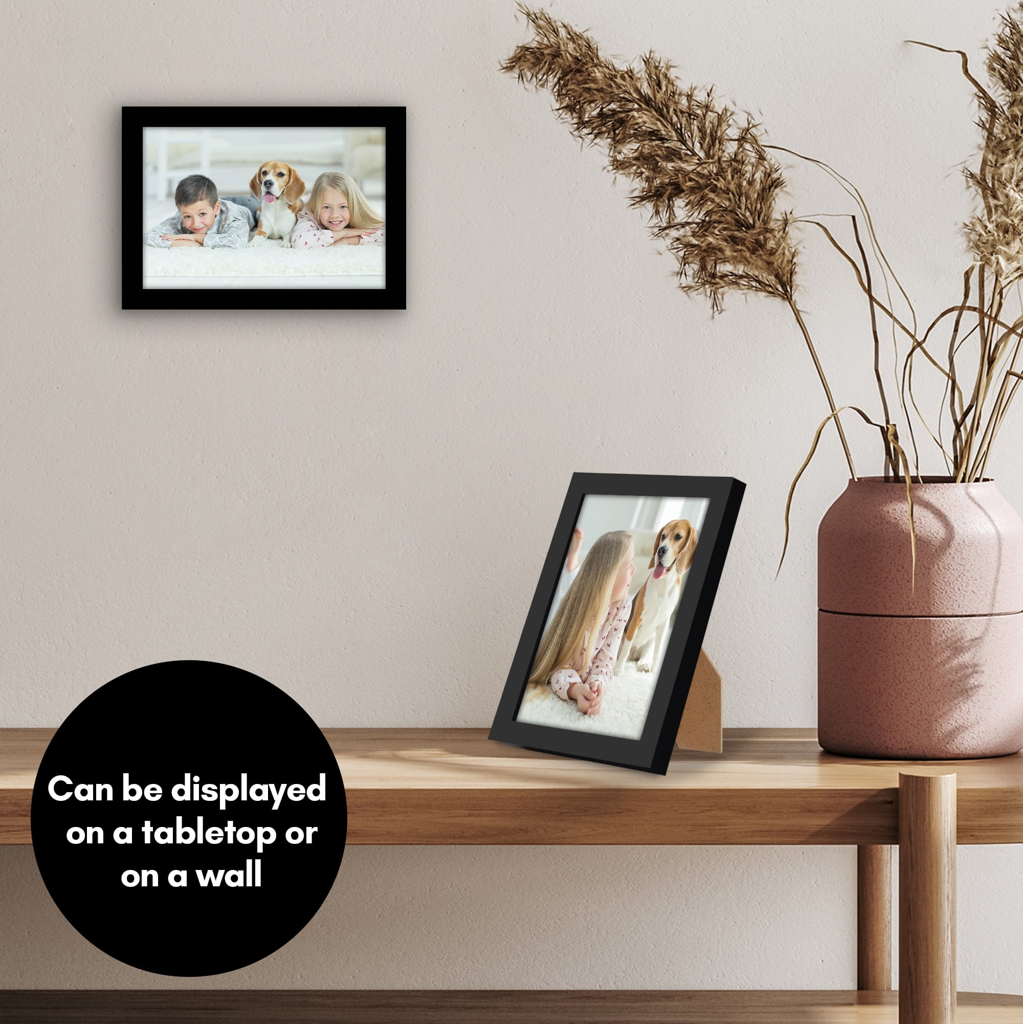Americanflat 4x6 Picture Frame with Shatter-Resistant Glass 2 Pack Streamline Collection Thin Border - Black
