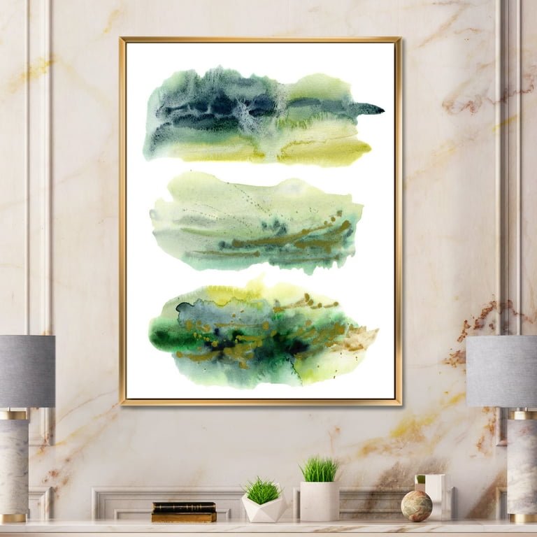 PixonSign Framed Canvas Print Wall Art Abstract Green Watercolor Hills  Nature Wilderness Illustrations Modern Art Contemporary Scenic Colorful for