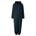 thumbnail image 5 of mgoYE Soft Onesie Pajamas for Women Sherpa Fuzzy Zipper Hooded One Piece Jumpsuit Warm Bottom Sleepwear with Pockets(Navy,L), 5 of 6