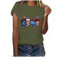 thumbnail image 2 of Fartey Women's Independence Day T-Shirts 4th of July Patriotic Shirt American Flag Print Tees Summer Crewneck Short Sleeve Blouses Dressy Casual Memorial Day Tops Army Green XXXL, 2 of 4
