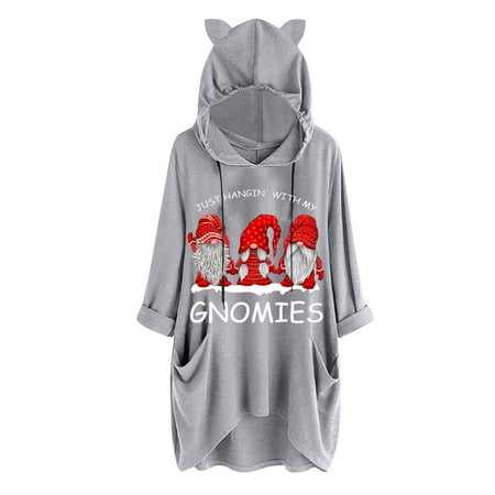 

Lastesso Women Cat Ears Hoodies Pajama Christmas Pullover Long Sleeve Shirt Pullover Tunic Tops Fall 2022