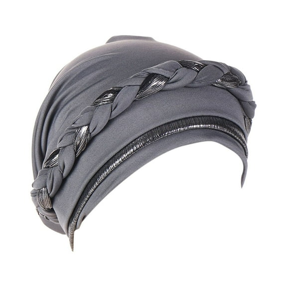 Outfmvch Head Scarves for Chemo,Head Wraps for Women Turbans for Women Braid Hat Muslim Ruffle Cancer Turban Wrap Cap Chemo Headwear for Women Hair Scarf Gray One Size
