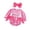 b43-Pink, variant on KPOPLK Newborn Baby Girl Fall Outfit Letter Print Long Sleeve Jumpsuit Bubble Romper Infant Clothing Set with Headband(6-9 Months,Pink)