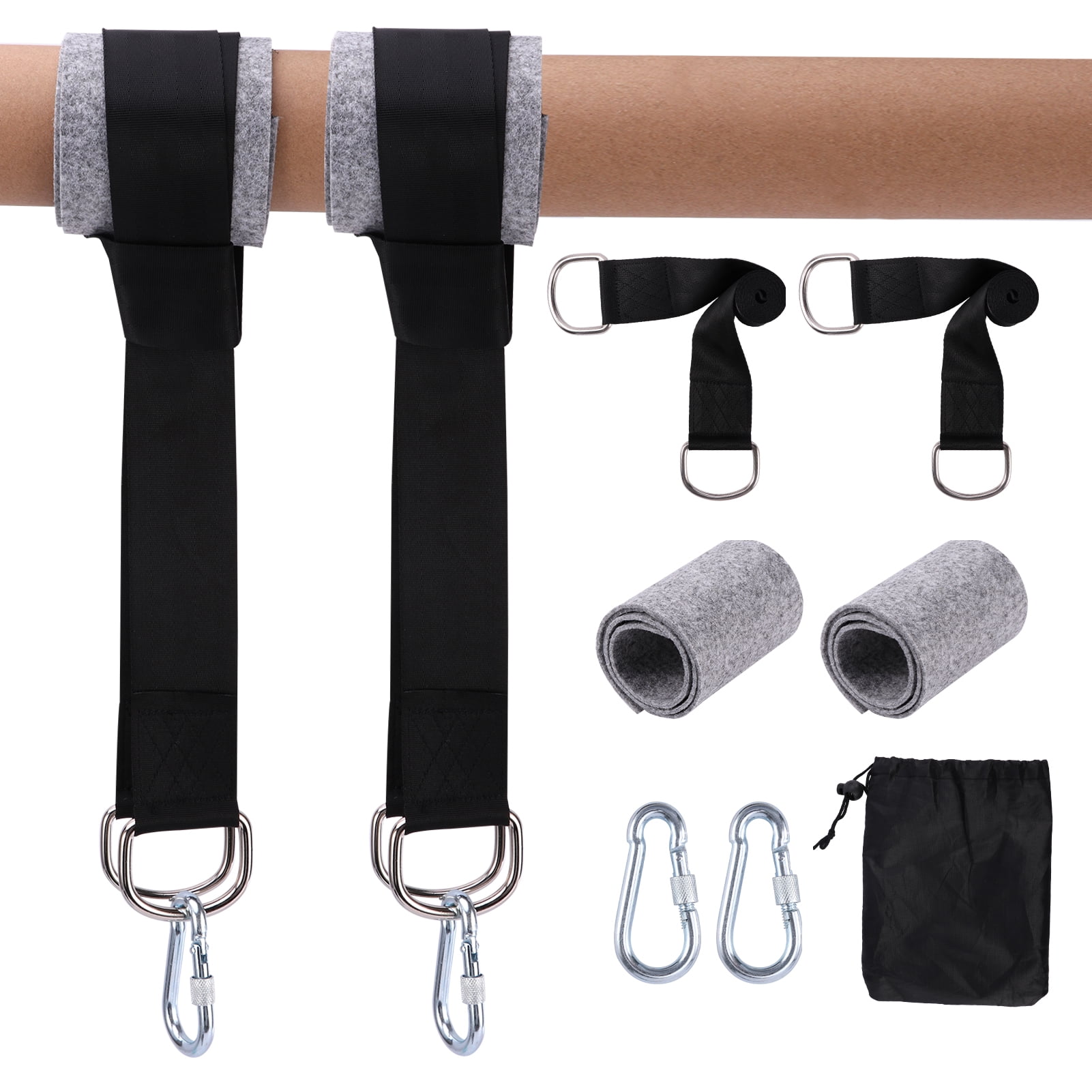 2pcs Adjustable Swing Strap Rope Nylon Heavy Duty Garden Carabiner Hook Belt Set 