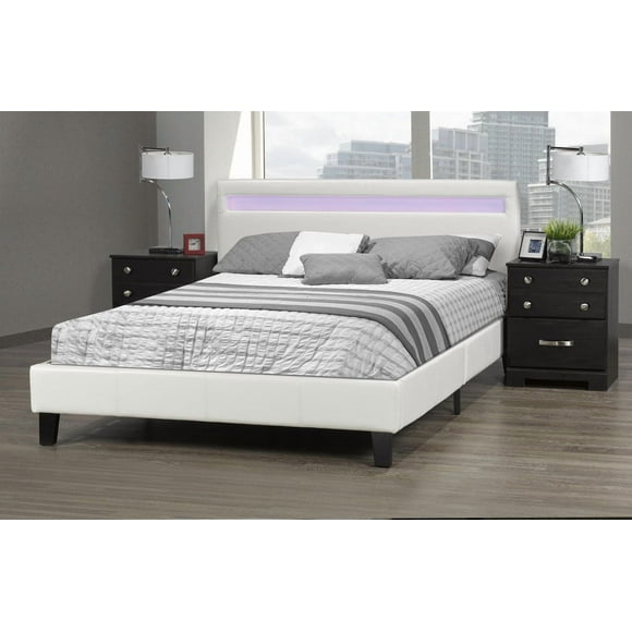 Grand lit plateforme Dhara, blanc