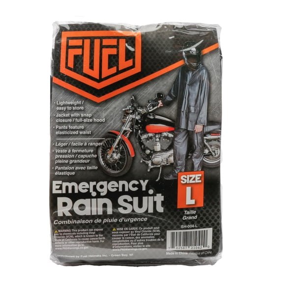 Fuel Helmets Non Riding Emergency Rain Gear, Jacket and Pants, Black, Size: Adult Large