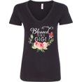 thumbnail image 3 of Inktastic Blessed to Be a Gigi with Pink Flowers Women's V-Neck T-Shirt, 3 of 5