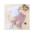 thumbnail image 3 of Toddler Girls Puff Sleeve Top + Printed Flared Pants 2 Pcs Bell Bottoms SUmmer Outfits Set, 3 of 9