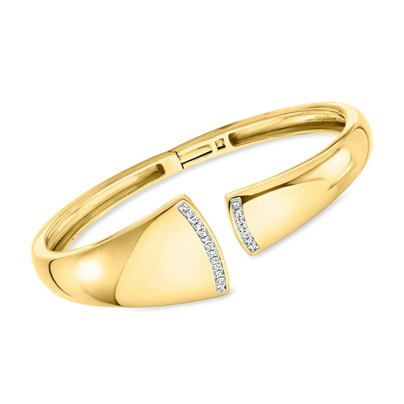 Ross-Simons 0.15 ct. t.w. Diamond Asymmetrical Cuff Bracelet in 18kt Gold Over Sterling, Women's, Adult