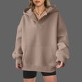 thumbnail image 2 of Women Fashion Solid Casual Neck Pocket Long Sleeve Hooded Sports Hoodie, 2 of 8
