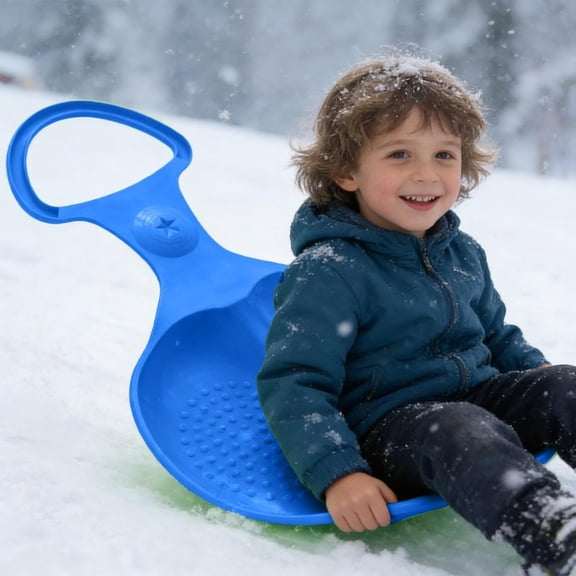 Plastic Snow Sleds for Kids - 1 Pack Toboggan & Saucer Sleds Set with Pull Rope, Outdoor Snow Disc Sleds for Toddlers and Children