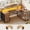 Rustic Brown, variant on L Shaped Desk with 4 Drawers and Storage Shelves, Modern Computer Desk with LED Lights, Corner Desk for Home Office
