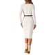 thumbnail image 3 of Vestidos de suéter de la edición INSPIRE CHIC para mujeres, vestido largo de cuerpo ajustado con cuello cuadrado, cinturón, manga larga, talla XS, color blanco, 3 of 6