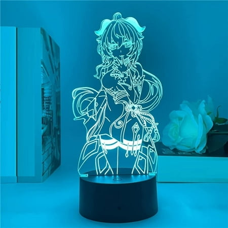 

TYOMOYT Cute Night Light Led Genshin Impact Ganyu Led Light lamp Cool 3D Illusion Night Lamp Home Room Decor Upward Lighting Acrylic LED Light Xmas Gift Desktop Lamp