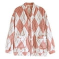thumbnail image 2 of Weiqiqre Fall Pajamas Women Causal Sherpa Fall Jacket Loose Button Down Plaid Winter Coats V-neck Button Pocket Long-sleeved Pajamas, 2 of 8