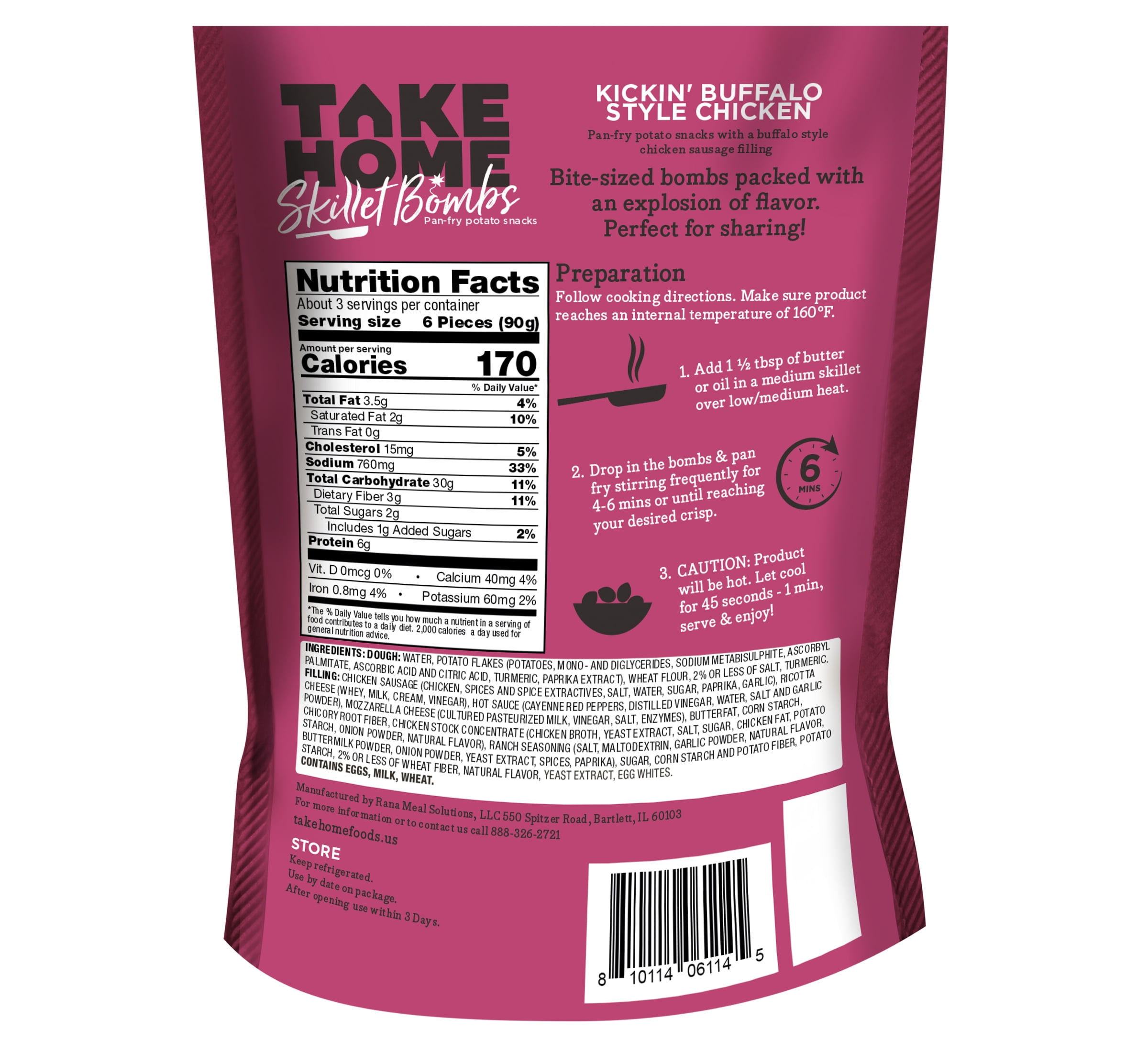 Take Home Skillet Bombs Pan Fry Potato Snacks with Buffalo Chicken Flavor, 10oz