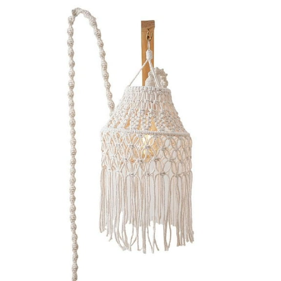 Ciwanning Macrames Lamp Shade Vintage Cotton Rope Hanging Pendant Light for Office Bedroom Living Room Nursery Dorm Decor