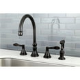 thumbnail image 3 of Kingston Brass KS2795DFLBS NuFrench Double-Handle 4-Hole Widespread Kitchen Faucet with Brass Sprayer in Oil Rubbed Bronze, 3 of 7