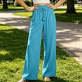 thumbnail image 5 of cocolona Womens Casual Ruffle High Waist Pants Elastic Waist Drawstring Wide Leg Vacation Lounge Pants with Pockets, 5 of 5