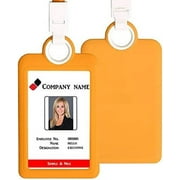 Badge Holder ID Silicon Card Holder Vertical with Lanyard Neck Strap Heavy Duty ID Card Business Card Offices Supplies (Yellow)