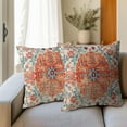 thumbnail image 6 of Orange Blue Ethnic Boho Pillow Covers 20X20 Inch Bohemian Carpet Vintage Pillow Cases Rust Coral Floral Linen Throw Pillows Set of 2 Rustic Home Decor for Living Room Bedroom Cushion Outdoor, 6 of 6