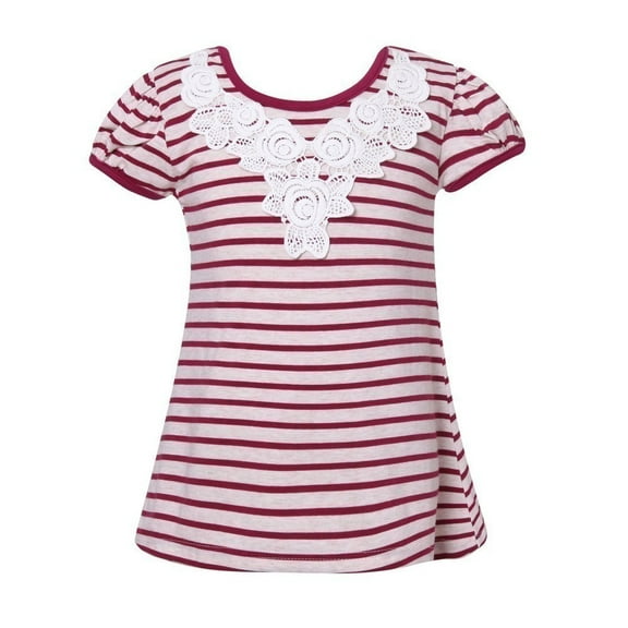 Richie House Girls' Striped T-shirt with Lace RH2276