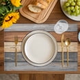 thumbnail image 4 of Farmhouse Haze Blue Brown Placemats Set of 4, Vintage Wooden Striped Placemats for Dining Table, Place Mats for Kitchen Tabletop, Waterproof Wipeable Dining Table Mats Set, 4 of 9