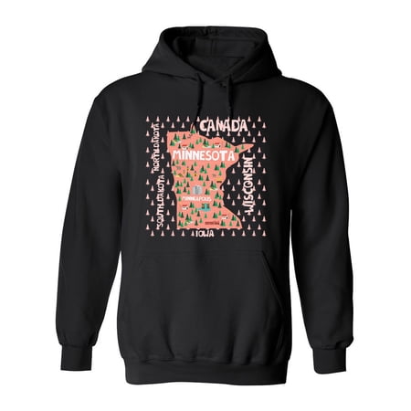Map Of Minnesota Doodle Hoodie Men -Image by Shutterstock, Male XX-Large