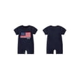 thumbnail image 2 of BemeyourBBs Newborn Baby Boy Girl 4th of July Outfit Summer Clothes Infant Baby Patriot Independent Day Clothes Waffled Stripes Romper Short Sleeve American Flag Embroidery Jumpsuit Bodysuit Playsuit, 2 of 9