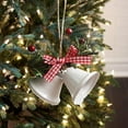 thumbnail image 5 of Guanhe 2Pcs White Christmas Bells with Pine Cones Berries, Tree Hanging Ornament Metal Bells for Christmas Holiday Decoration, 5 of 6