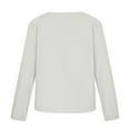 thumbnail image 5 of Pompotops T-Shirt à Manches Longues Rétro Décontracté Mode Col en V Couleur Unie Bouton Tube Ouvert pour Femmes, 5 of 5
