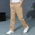 thumbnail image 5 of LEKWK Boys Uniform Pants Chino Pants Pull-On Elastic Waist Straight Leg Trousers with Pockets Kids Twill Pants 5-15Y Back to School Clothes, 5 of 9