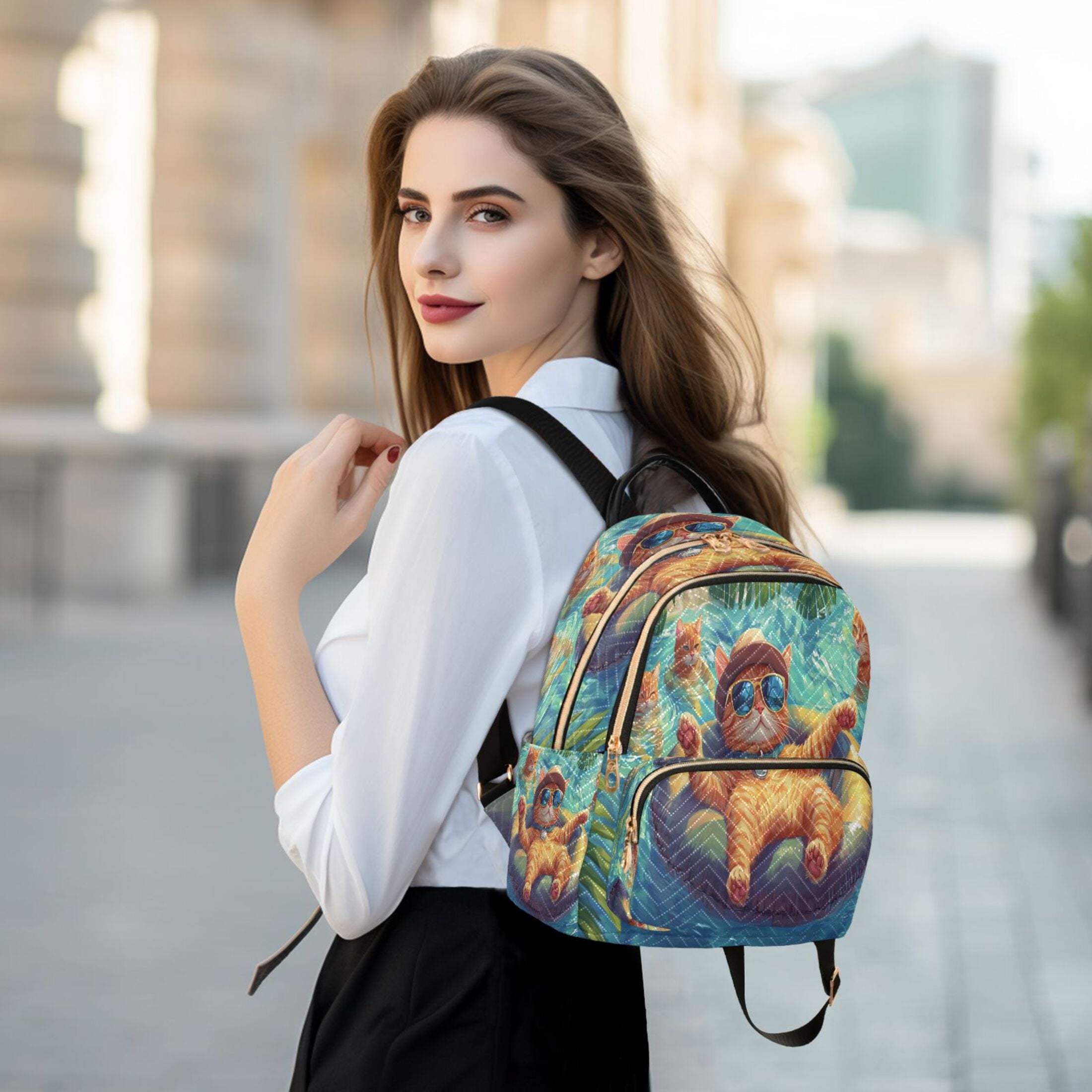 Casual Cats Swimming Backpack for School,College and Travel, Water Resistant Bookbag,