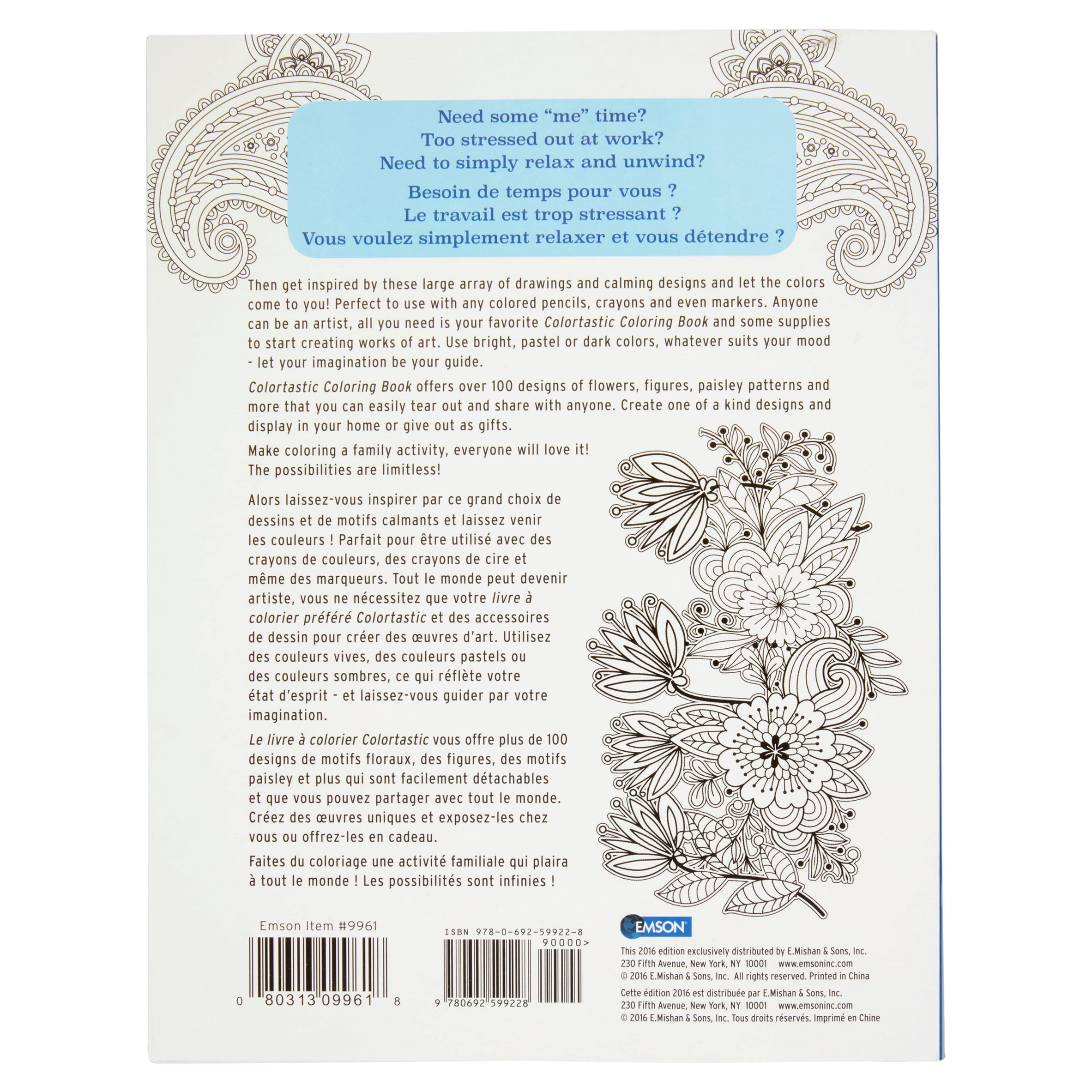 Colortastic Relaxation Coloring Book for Grown Ups and Adults by
