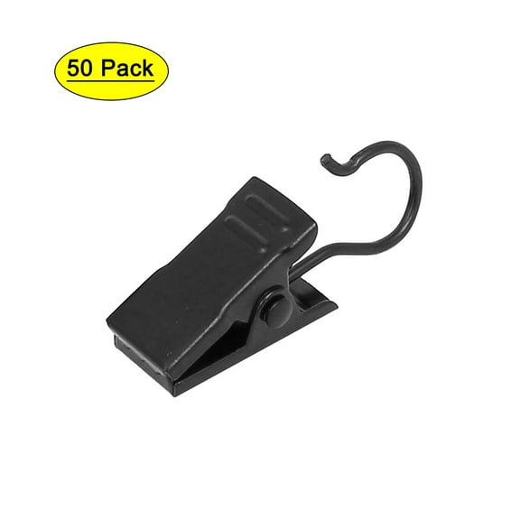 Unique Bargains 1.3" x 0.35" Curtain Clips Plating Iron Black 50pcs