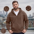 thumbnail image 2 of Full Zip Up Hoodies for Men Oversized Hooded Fleece Sweatshirt | Open Front Cardigan, Zipper Jackets, Oversize, Streetwear, Basic Fit, Lightweight, Warm, Big and Tall, Hooded Sweatshirt Brown L, 2 of 9