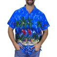 thumbnail image 1 of Chemise Hawaïenne Funky Perroquet Turquoise L, 1 of 1