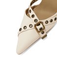 thumbnail image 2 of XYD Women Crossover Strap Grommets Mules Stiletto High Heel Pointed Closed Toe Slip On Sandals Daily Dress Shoes Size 13.5 Off-White, 2 of 4